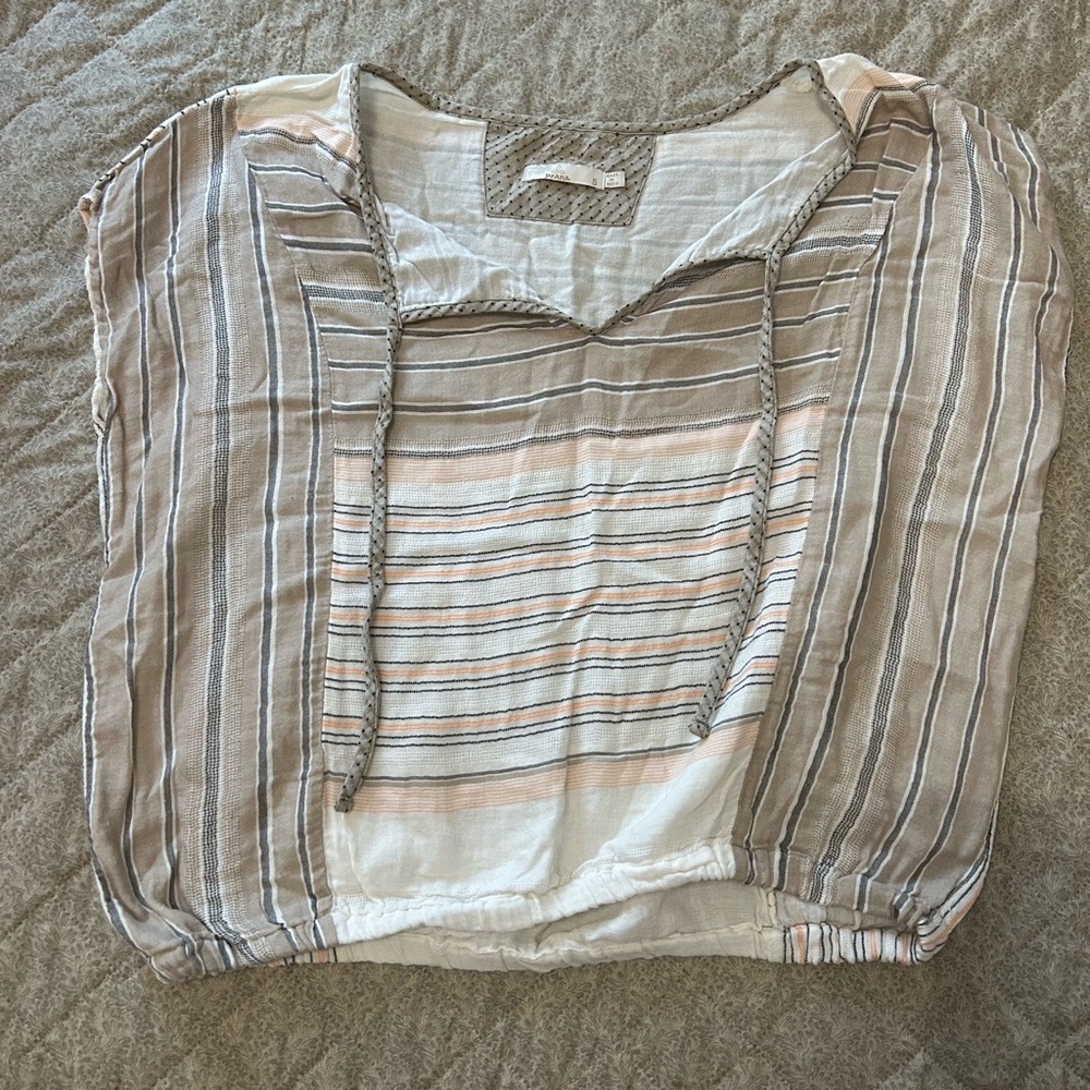 Prana cotton blouse tie front size S